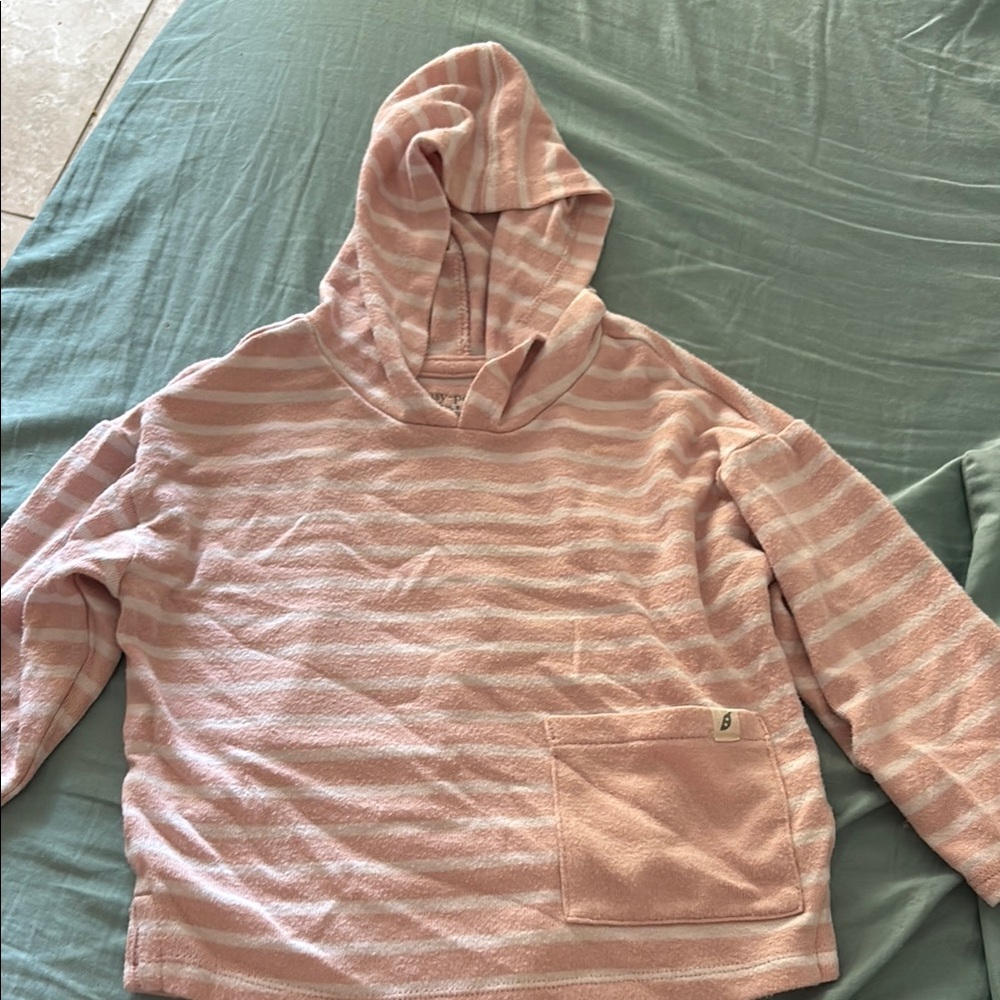 Pink Striped Hoodie with Pocket